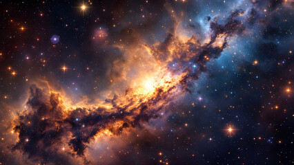 Fototapeta premium Vivid Cosmic Galaxy Stars and Nebulae Background