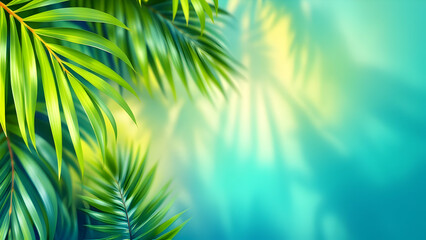 Obraz premium Vibrant Tropical Paradise Palm Leaves Background