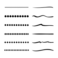 Set of hand drawn underline.