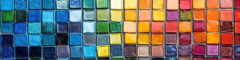 Fototapeta premium Mosaic Masterpiece of Color: A dazzling wall of tile mosaic in an array of brilliant colors.