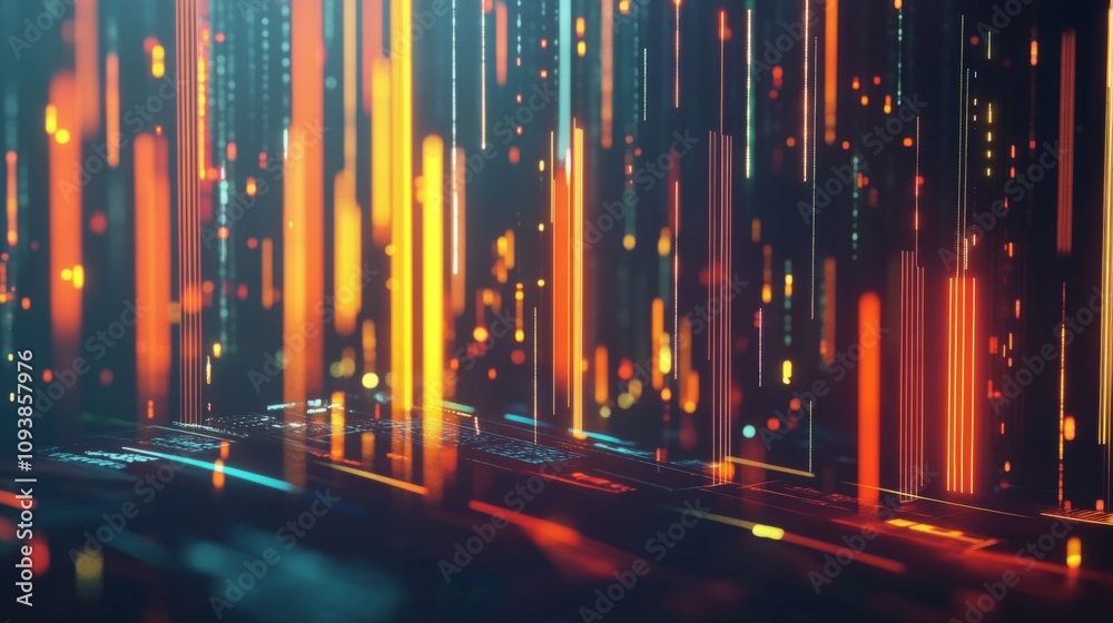 Leinwandbilder abstract digital lines and glowing particles creating a futuristic background for technology, innova