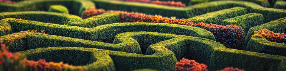 Geometric Garden: A perfectly manicured garden, filled with hedges shaped into various polygons and colorful flora arranged in grids.