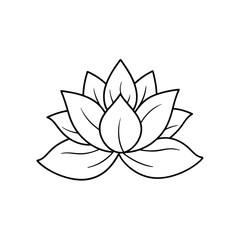 A line art drawing of a lotus flower icon vector illustration