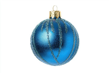 Glittered blue ornament with vertical pattern
