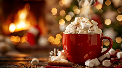 Cozy Christmas Hot Chocolate Marshmallows Fireplace
