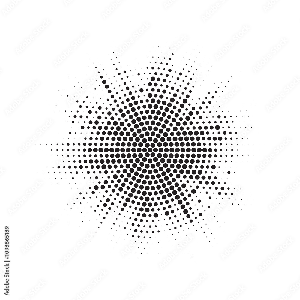Fototapete Halftone circle frame background set. Round border Icon using halftone random circle. Grunge circular stain. Vector illustration.