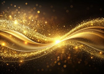 Elegant Abstract Gold Glitter Background for Weddings and Social Media Banners - Horizontal Design with Long Exposure Effects for Stunning Visual Appeal