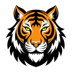 Fierce Black and Orange Tiger Head Illustration Bold Vector Art