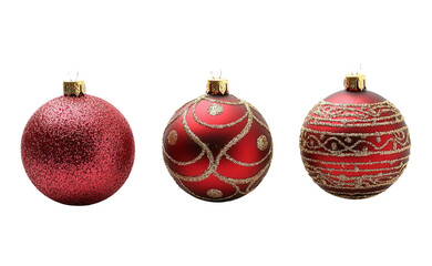 Red Christmas Ornaments on Transparent Background