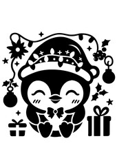 Christmas Penguin SVG Vector Silhouette 