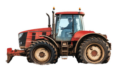 Obraz premium Red Tractor Isolated on Transparent Background