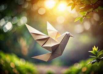 Elegant Dove of Peace Logo Designed in Origami Style, Showcasing the Symbol of Harmony and Unity with a Modern Touch, Perfect for Peace Initiatives and Campaigns