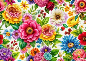 Elegant Floral Pattern on a White Background for Stunning Product Photography Featuring Vibrant Colors and Intricate Details Ideal for Marketing and Design Projects