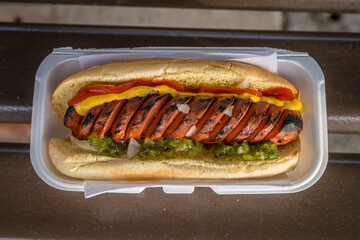 Street vendor hot dog