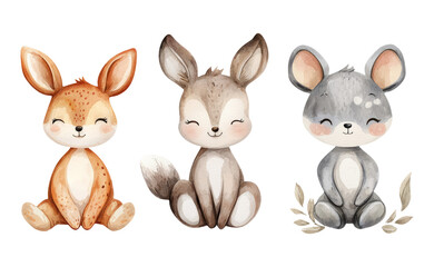Cute Woodland Animals with Transparent Background