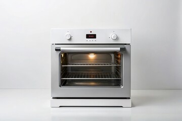 Fototapeta premium Elegant Minimalist Oven Displayed on Crisp White Background for Clean and Modern Kitchen Aesthetic, Perfect for Home Appliance Advertisements and Interior Design Inspiration