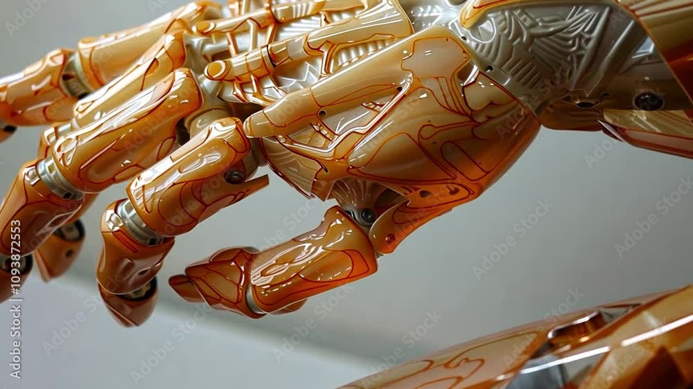 Fototapete the robotic hand model displays intricate details and a unique design with metallic accents, demonst