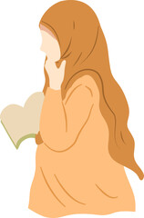 Hijab woman with books illustration
