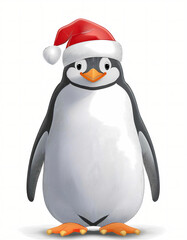 Fototapeta premium penguin with christmas hat