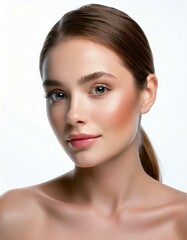 Fototapeta premium Young and Beautiful woman with clear skin, natural make-up, Skincare and facial treatment concept