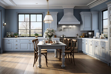 stylish modern kitchen in gray tones,.   