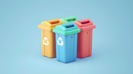 Trash icon interface isometric Cartoon 3D