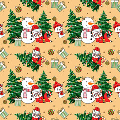 Christmas designs pattern with canes, bells, stars