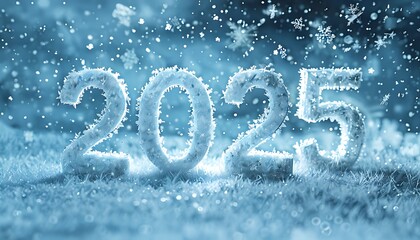 2025 numbers gleam with icy snowflakes creating winter magic