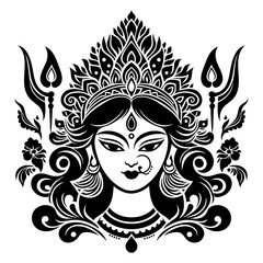 Ornate Goddess Durga Illustration Divine Strength and Beauty in Art