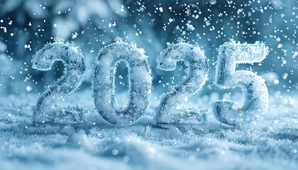 2025 numbers gleam with icy snowflakes creating winter magic