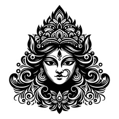 Ornate Goddess Durga Illustration Divine Strength and Beauty in Art