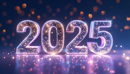 2025 numbers with glowing edges and sparkles