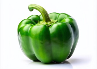 Fresh Green Bell Pepper Isolated on White Background for Culinary and Healthy Eating Concepts with Vibrant Colors and Natural Freshness