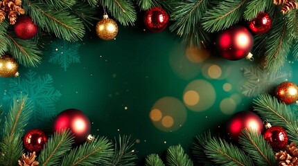 Fototapeta premium Luxurious Christmas Magic: Festive Ornaments and Holiday Elegance