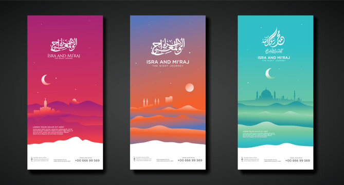 The night journey design set banner vertical template