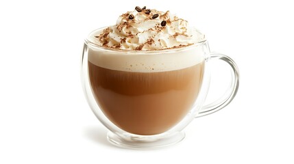 Coffee with whipped cream in a glass.