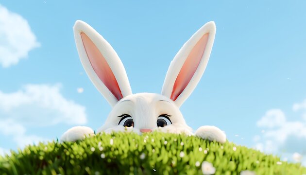 bunny ears peeking over a grassy hill