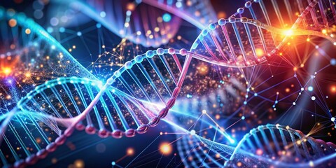 Obraz premium Futuristic DNA Abstract Background Collection for Technology Interface and Scientific Innovation in a Digital World