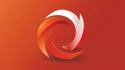 Abstract logo with three red and one white curved shapes in a circle.