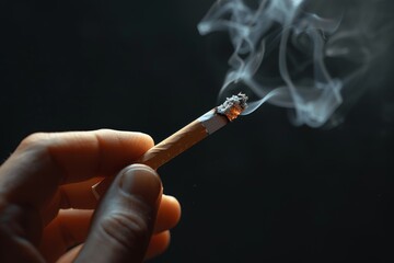 Male Hand Holding Cigarette Close-Up