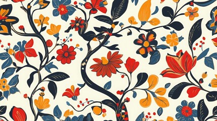 Ancient Indian Art Style Floral Vector Design