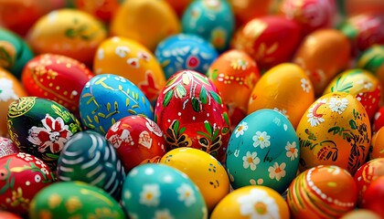 close up of detailed painted eggs