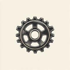 A metallic gear with a circular design and multiple teeth, symbolizing machinery and mechanics.
