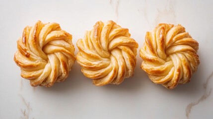 Trio of Golden Empanadas with Braided Design