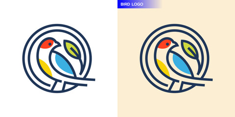 Simple bird logo. Animal, pet, colored. Icon symbol design template EPS 10.