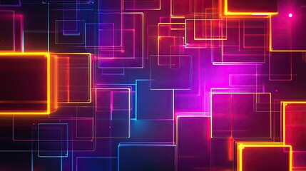 Fototapeta premium Abstract Colorful Neon Geometric Shapes on a Black Background
