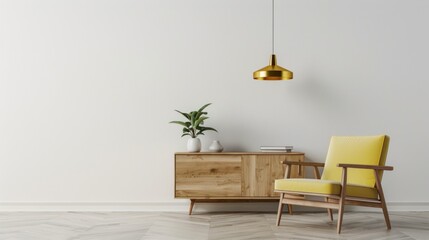 Minimalist Living Room with Yellow Accent Chair