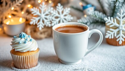 cup of coffee and christmas cookies