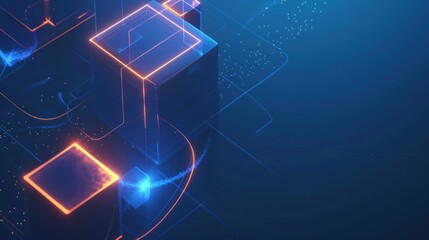 Abstract Digital Network with Glowing Lines