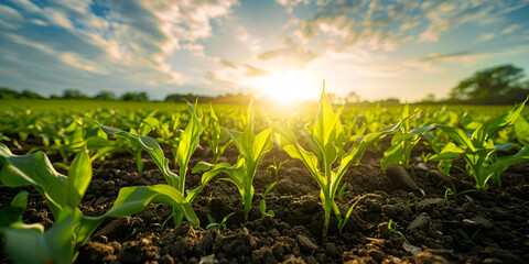 Sunrise Over Growth: A Field's Promise, New Beginnings: The Dawn of Agriculture
